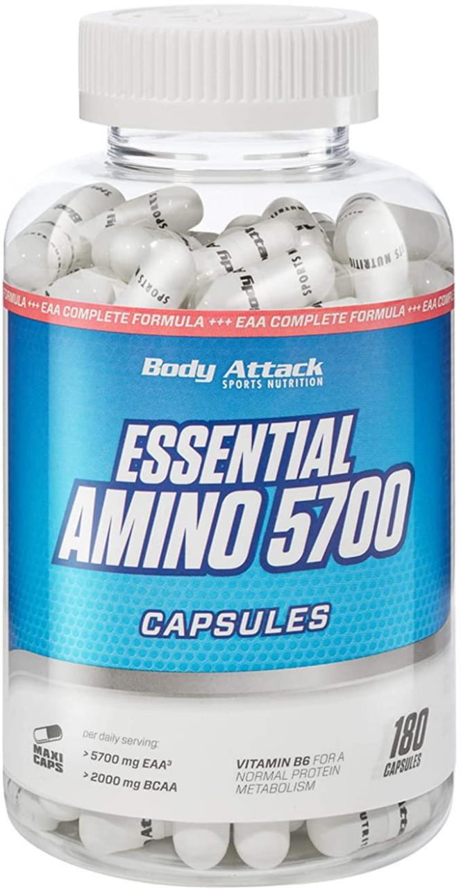 Doplněk stravy Body Attack Essential Amino 5700, 180 kapslí, směs esenciálních aminokyselin